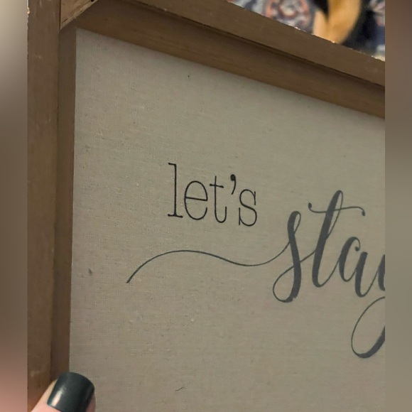 NWT canvas and wood signs set of 2 cream and earthy beautiful green & black font - Picture 9 of 11